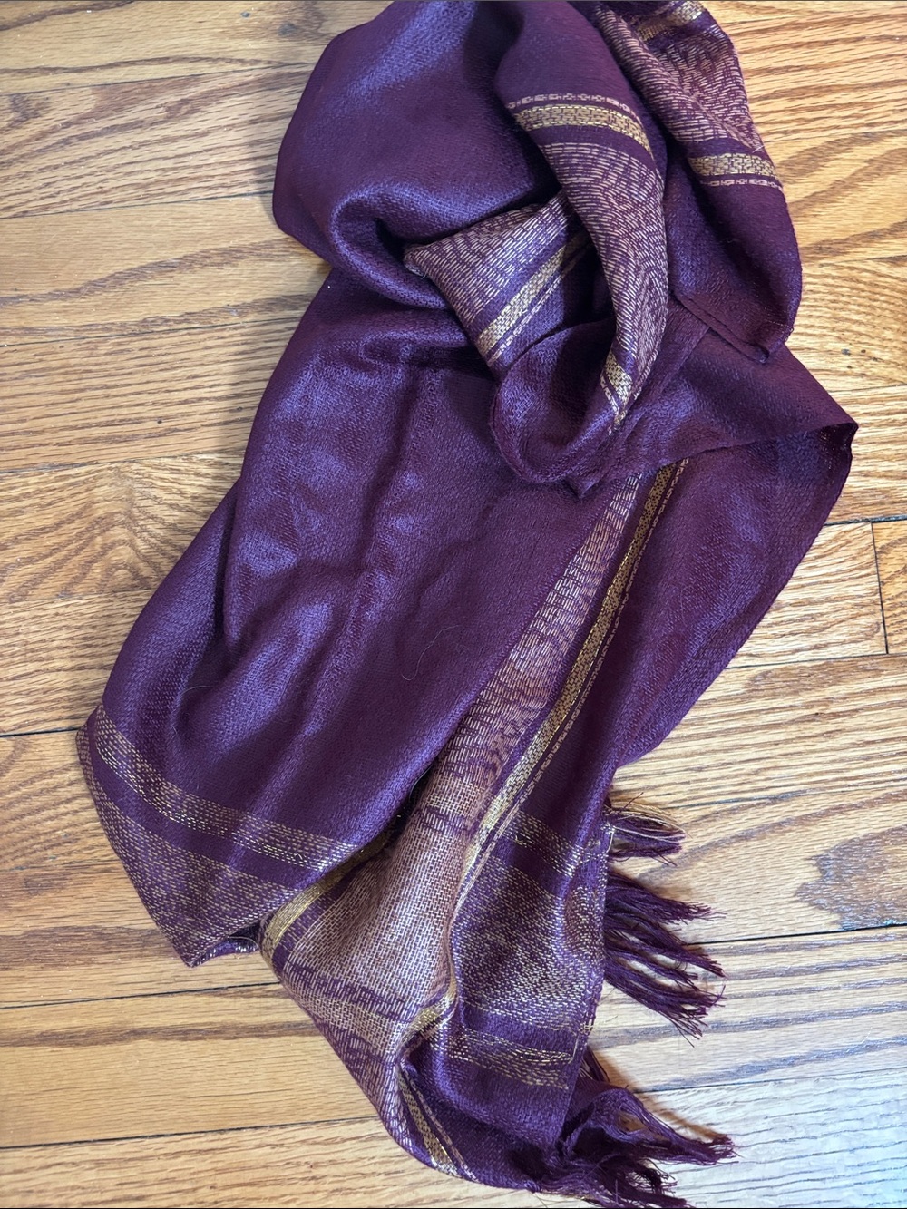 Luxurious Purple Womens Scarf with Gold Accents